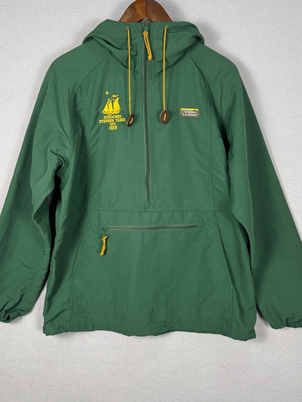 L.L.Bean Mens Medium Green Pullover Anorak Jacket